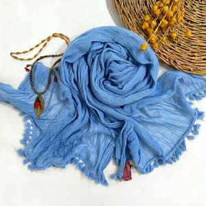 شال منگوله دار آبی پریا استایل
